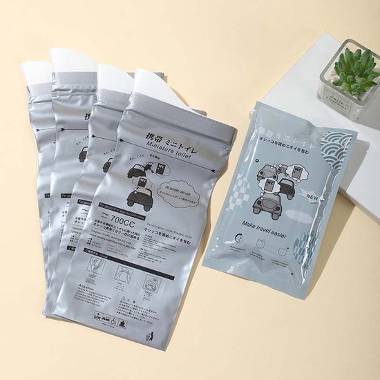 Repus – Set de 4 – Unisexe – Sacs à urine jetables et portables – Toilettes d'urgence pour Plein air, le camping, les Voyages et la voiture