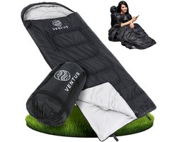 Ventus Tri-Season Slaapzak - Slaapzakken Volwassenen & Kind - Sleeping Bag - Lichtgewicht - Dekenmodel - 220 x 83 cm - Zwart