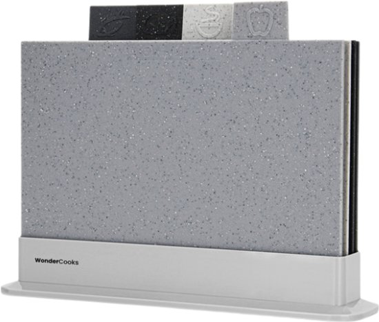 WonderCooks Index Planche à Découper - Avec Support - 4 Pièces - 30x22,5 cm
