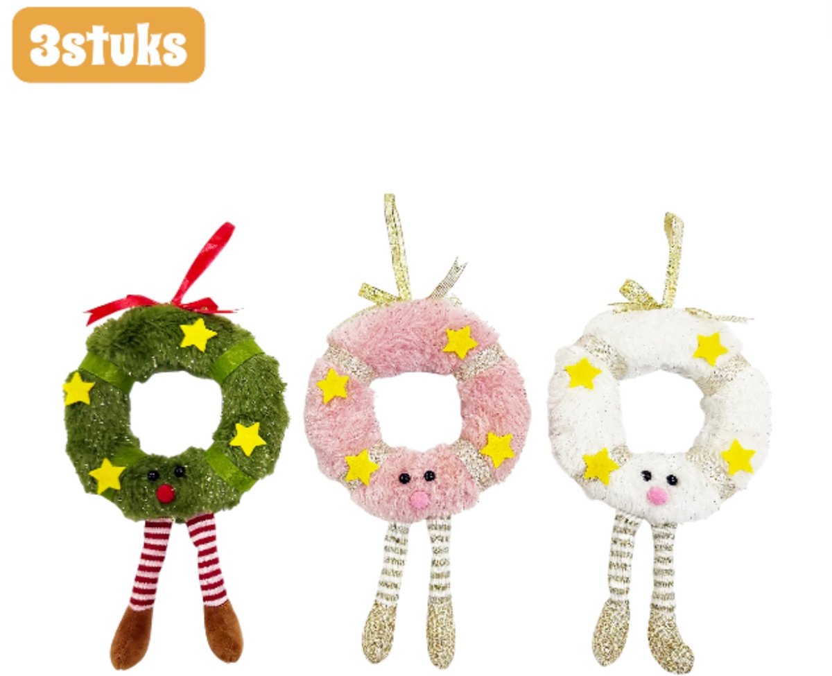 3 stuks - Kerstkransen - Kerstversieringen - Kerstornamenten - Geschikt voor kerstboomversiering - Kerstcadeaus - Diverse kleuren 3 stuks - Kerstkransen - Kerstversieringen - Kerstornamenten - Geschikt voor kerstboomversiering - Kerstcadeaus - Diverse kleuren - Image 1