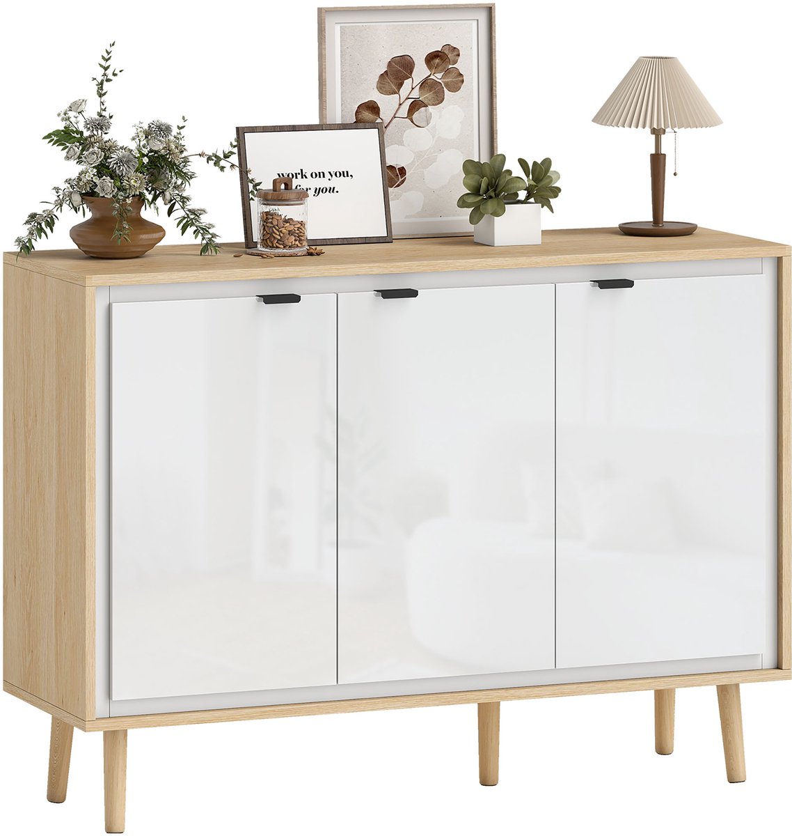HOMCOM Dressoir - Spaanplaat - 107x35x77cm - Wit