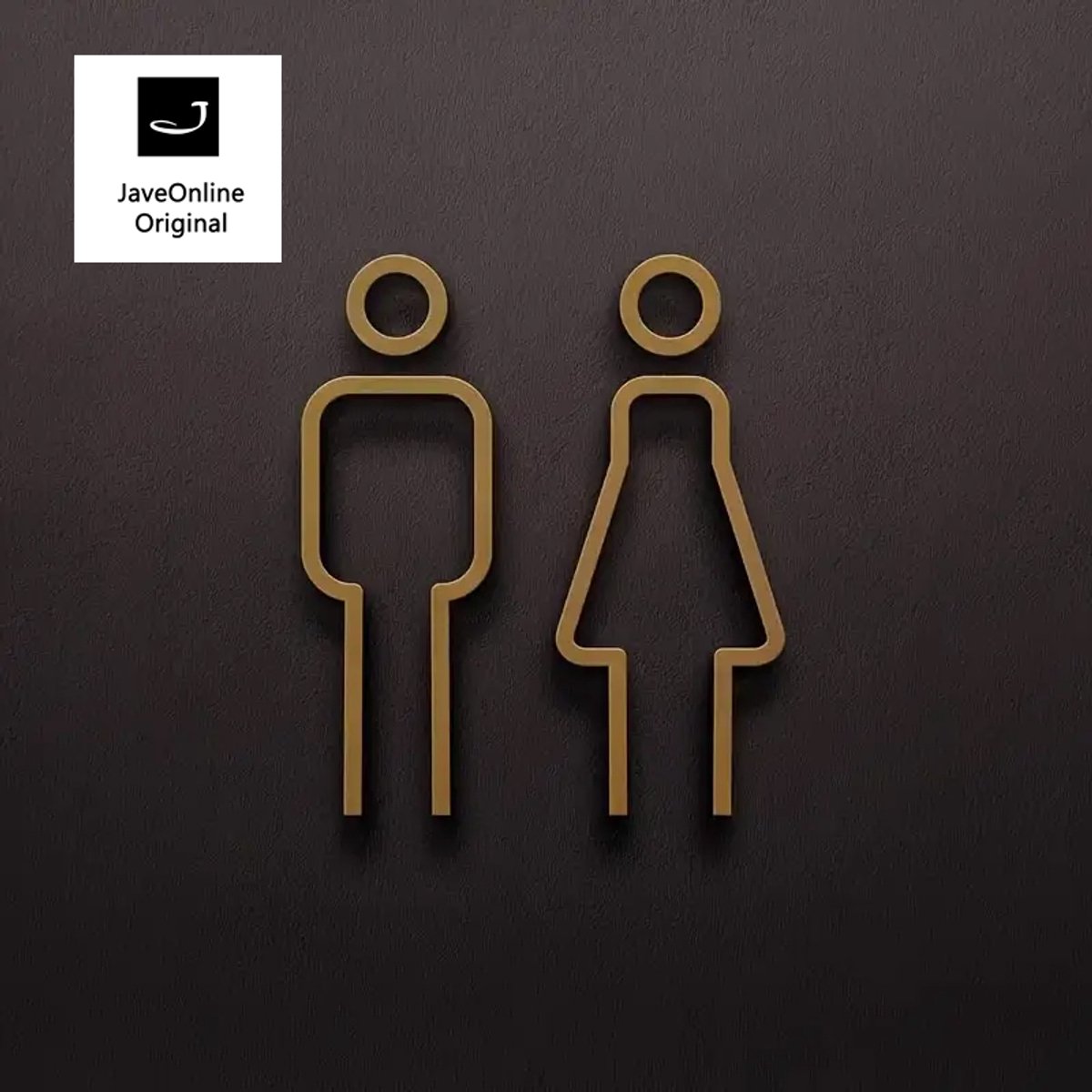 Pictogrammen kleedkamer of toilet - MAN + VROUW 3D - Strak Goudkleur - Hoogwaardig Acryl bord - Zelfklevend - Pictogram - Deurbord - Dames en Heren kleedkamer
