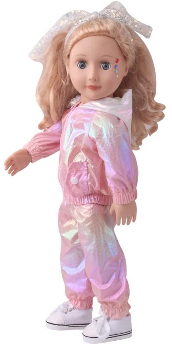 Poppenkleding Jurk Sport Casual Outfit met Hooded Jas voor 18 inch Meisje Pop van Merkloos — afbeelding 4