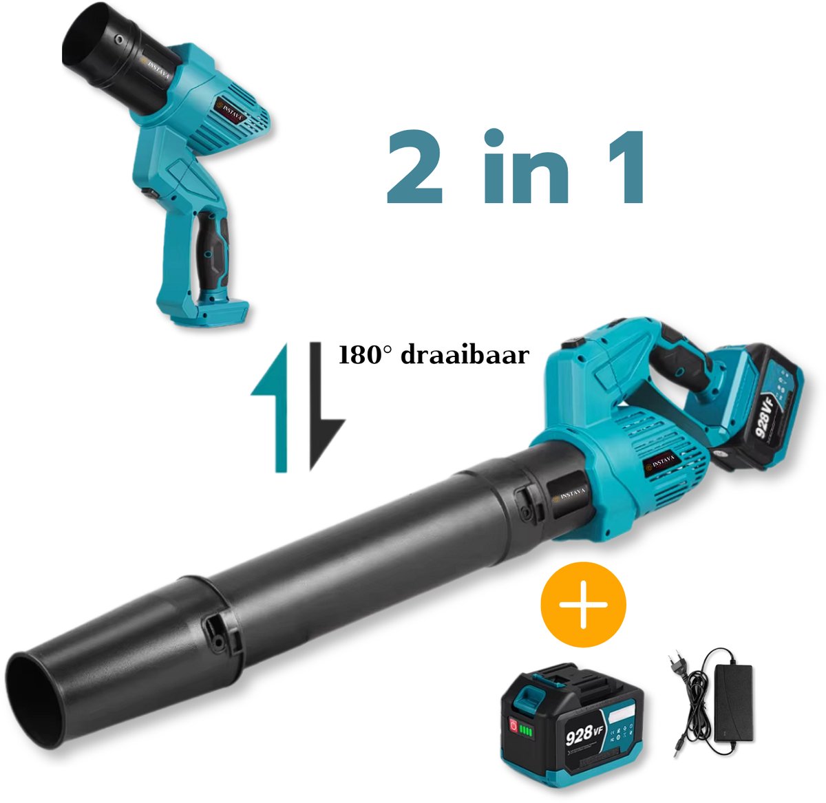 Instava Accu Bladblazer 2-in-1 – 1x 5.0Ah – 200 km/h – 5 Snelheden – Compatibel met Makita LXT 18V