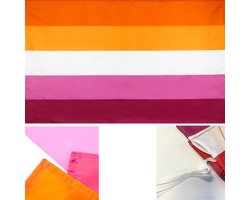 Actie4you® - Pride Vlag - Lesbisch - Lesbian Flag - 150x90 CM - Gay - Regenboog - LGBTQ+ - Met zoom voor Flaggenmast en Koord