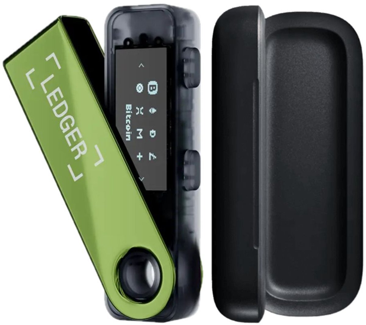 Image of Ledger Nano S Plus Oxidate Green + Case - Hardware Wallet Bundel - Bluetooth - Originele Ledger Case