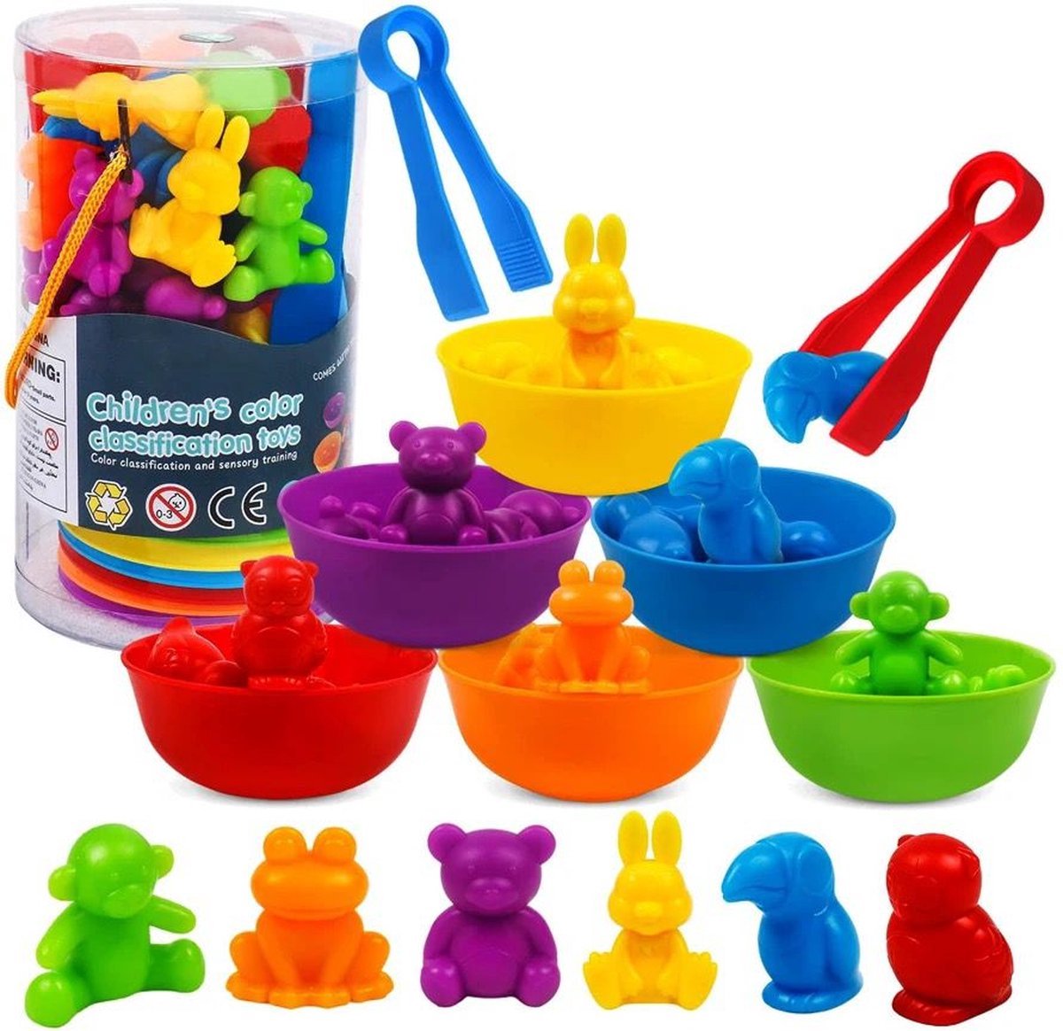 Montessori Sorteer Speelgoed | Dieren | 17 x 9.5 cm | Sensory | Motoriek | Cognitief | Kleurrijk