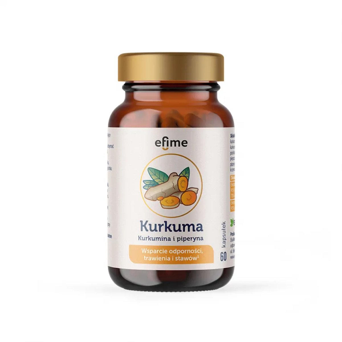 Kurkuma en Pipeline - Curcumin Turmeric - Spijsvertering. Eetlust. Bloedsomloop. Antioxidant. 60 caps. 400mg. Made in EU.