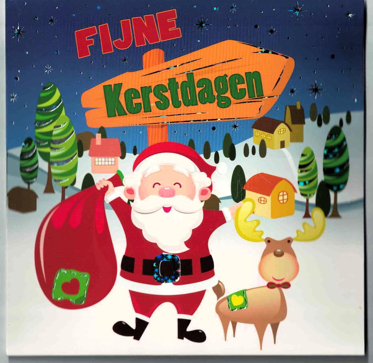 Wenskaart - muziekkaart kerst - pop-out kerstkaart - kerstkaart met muziek - kerstkaart met licht - kerstkaart 3D - Fijne kerstdagen - fijne kerst en gelukkig nieuwjaar - kerstman - rendier