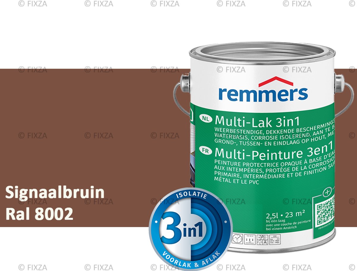 Remmers Multi-Lak 3in1 Signaalbruin – 2,5 Liter - lakverf voor Hout, Metaal en Kunststof