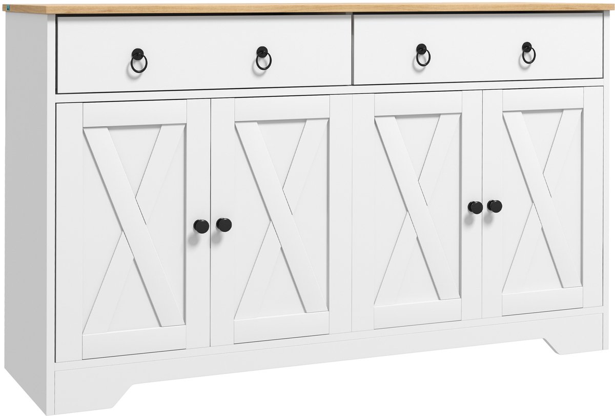 HOMCOM Buffetkast - Spaanplaat - 121x37x75cm - Wit