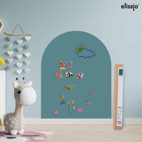 Elissio® Magneticoo Muursticker magnétique 100x80 cm - Sticker magnétique avec fonction tableau noir - Turquoise - Tableau magnétique pour chambre d'enfant - Forme d'arche