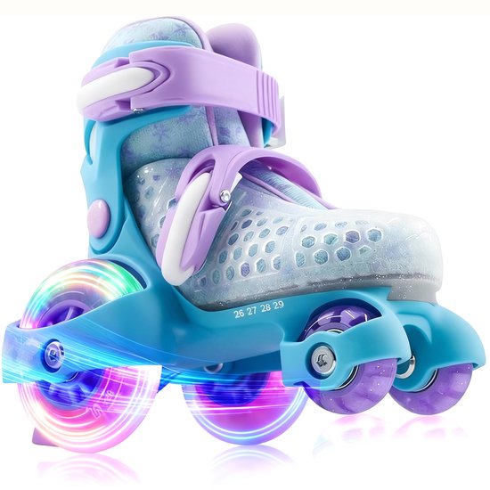 Patins à Roulettes Zinc Réglables Taille 13-3 – Rose Et Bleu Clair, Occasion
