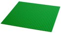 Effen groene LEGO bouwplaat, 10x10 noppen, met witte rand, op witte achtergrond.