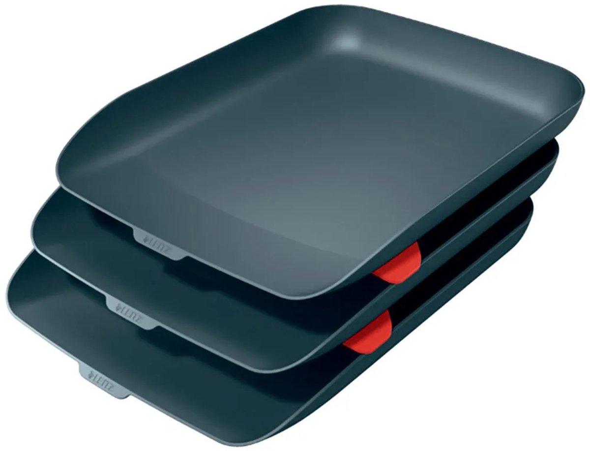 Leitz Cosy Set Van 3 Brievenbakken - Brievenbakjes Voor A4- En C4-Formaten - Ideaal voor Thuiskantoor/Thuiswerken - Fluweel Grijs