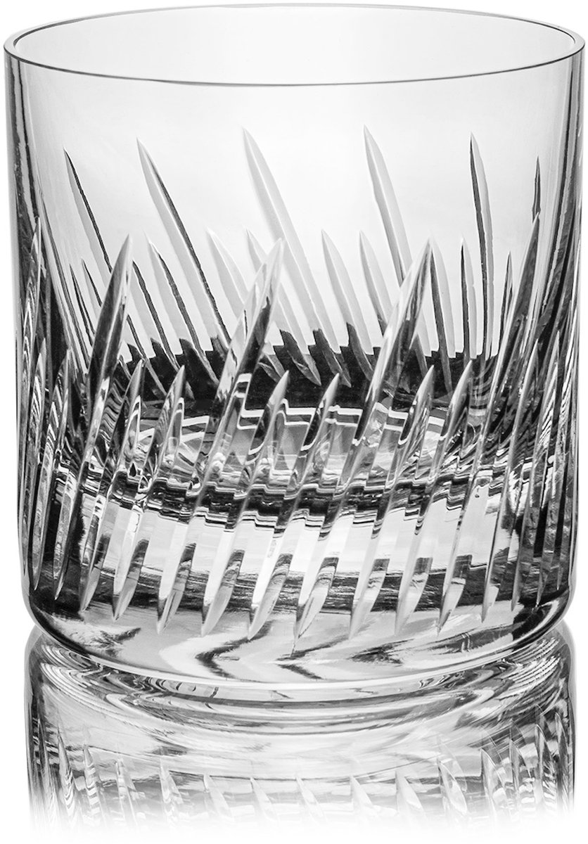 Handgemaakt kristallen whiskyglas LIJN met handgeslepen motiev 1stuk