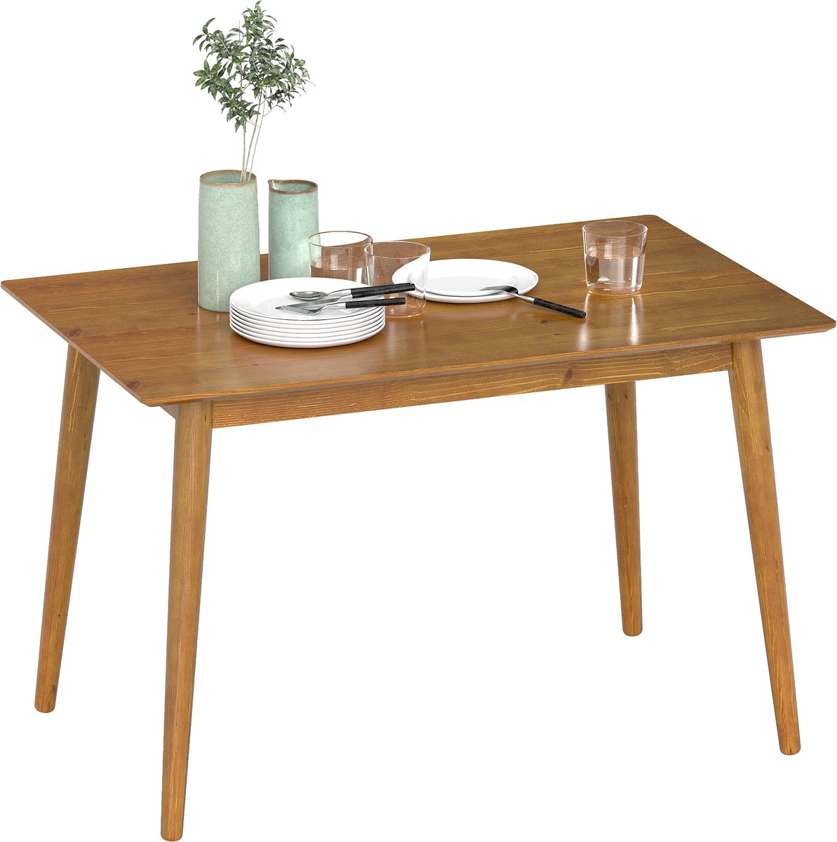 HOMCOM Eettafel - Dennenhout - 120x75x76cm - Bruin