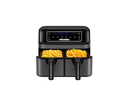 CYRO - Airfryer - Airfryer XXL - Airfryer kookboek - Heteluchtfriteuse - 2 Lades - LED touchscreen - 8 programma's - Receptenboek