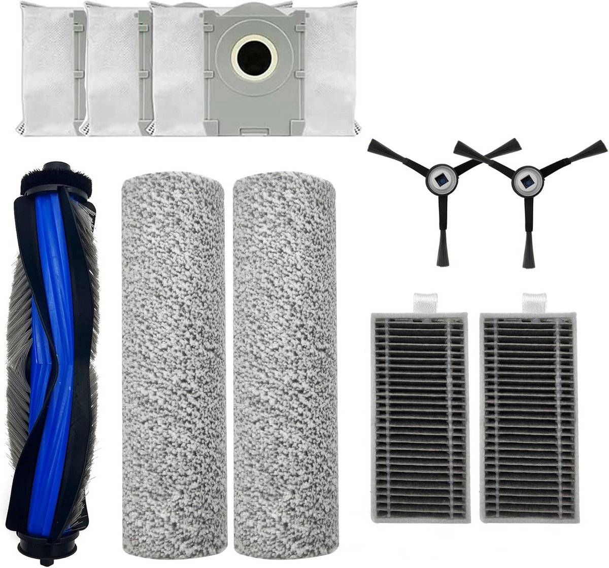 10-delige Accessoires gescht voor Ecovacs X8 PRO/X8 PRO PLUS/X8 PRO OMNI/X8 OMNI - stofzuiger - 1 hoofdborstel, 2 rollen doekjes, 2 zijborstels, 2 HEPA-filters, 3 stofzakken