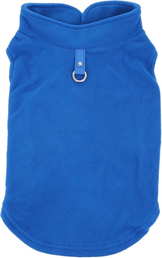 Hondenjas - Fleece Vest Hondentrui - Hond winterjas- Warme Hondenjas - Pullover fleece hondenjas - O ring lijn - Perfect voor kleine honden - Middelgrote honden - Blauw - Maat S