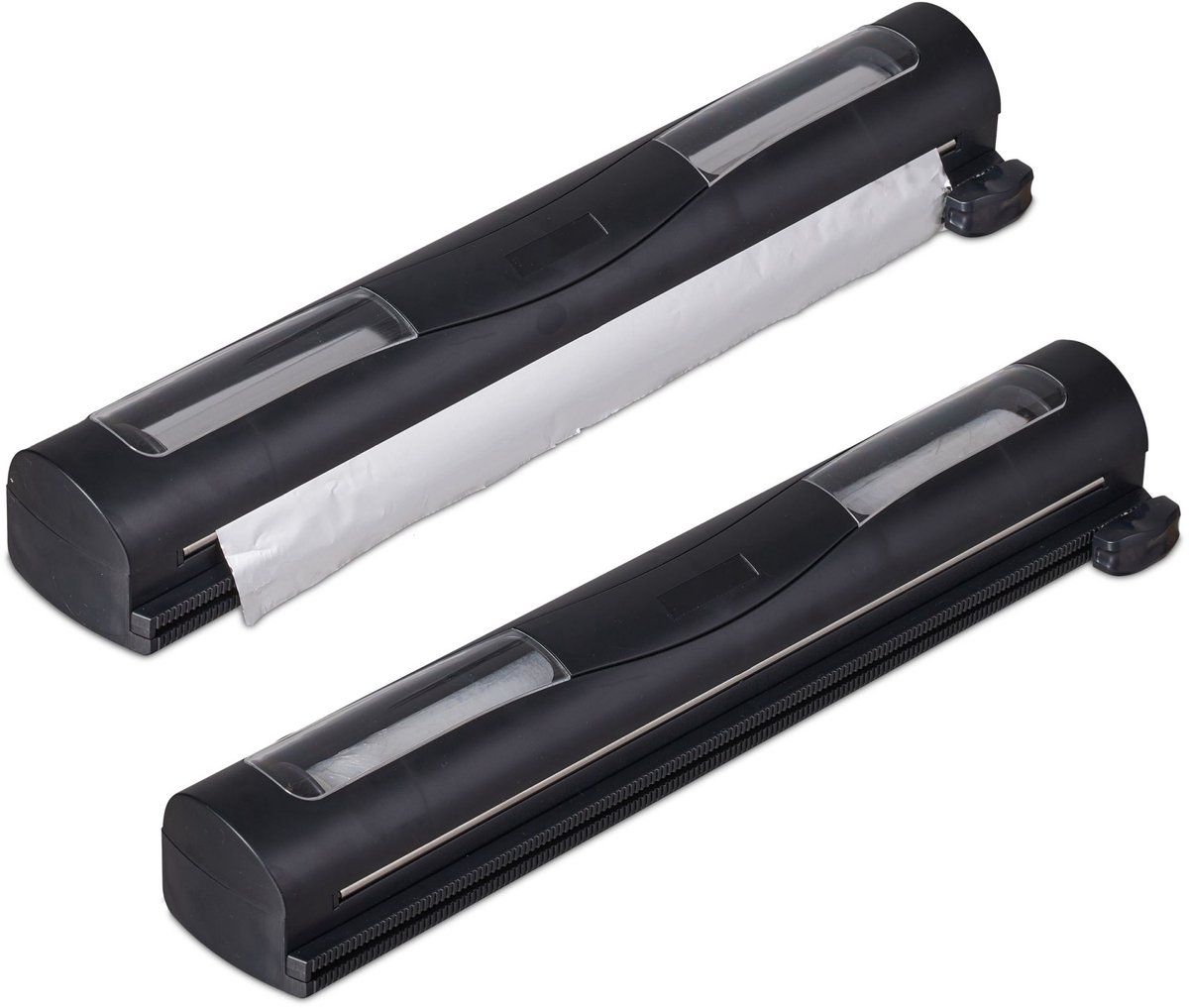 Doodadeals® Foliesnijder – Foliedispenser – Foliehouder Aluminium en Vershoudfolie – 2-Pack – Zwart – 5 x 37 x 8 cm