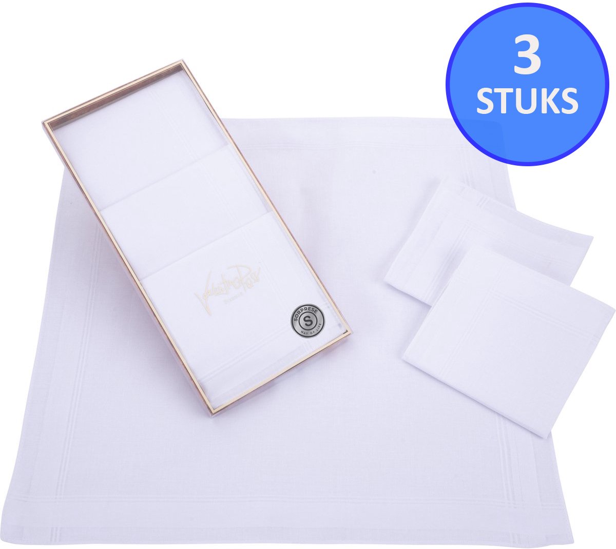 Sorprese Zakdoeken Heren - 3 Zakdoeken - Katoen - Cadeau voor Man - Model 7