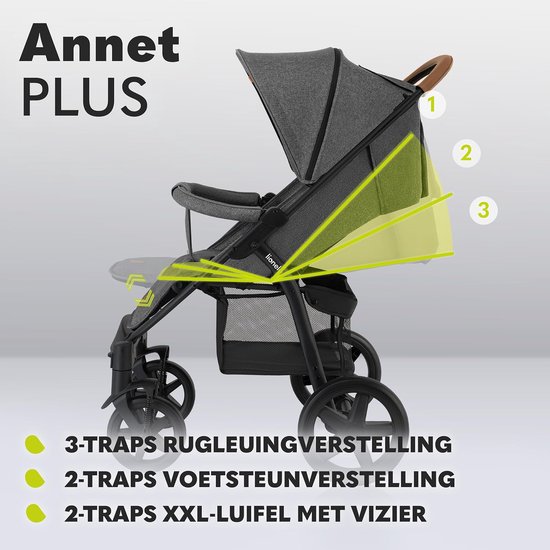 LIONELO Annet Plus poussette bebe à 22 kg, auvent avec fenêtre, roues LIONELO Annet Plus poussette bebe à 22 kg, auvent avec fenêtre, roues