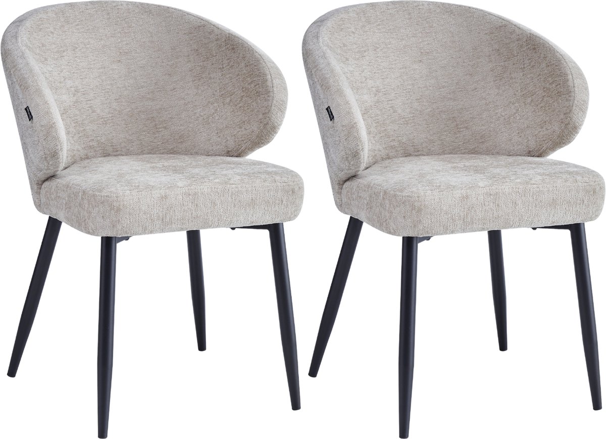 Colenis Ruby Eetkamerstoel - Set Van 2 - Taupe - Chenille Stof - Design