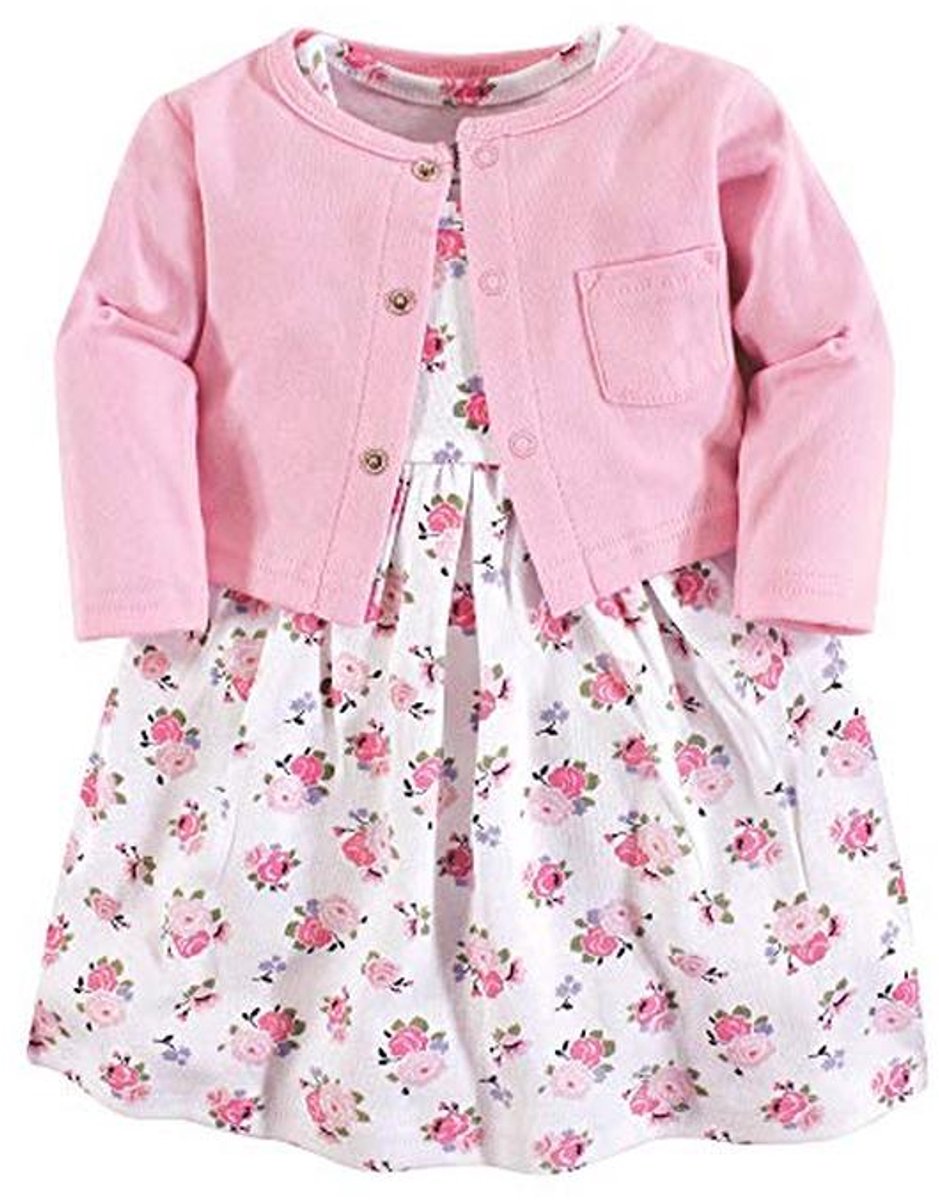 Casual Jurk en Cardigan Set voor Baby-Meisjes