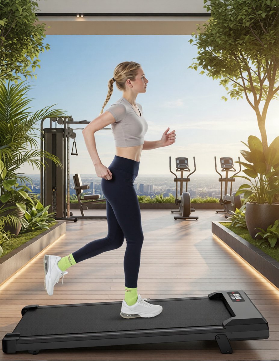 Loopband Walking Pad met Helling – Compacte Onder Bureau Loopband voor Thuis & Kantoor – 1-8 km/u – Elektrisch, Stil & Verrijdbaar – Designbest