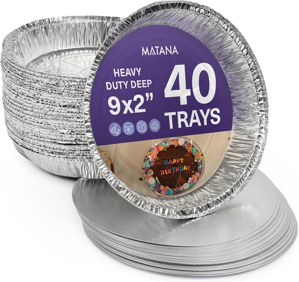 40 ronde aluminium bakvormen voor taarten en flan met deksel - 23 cm/1050 ml