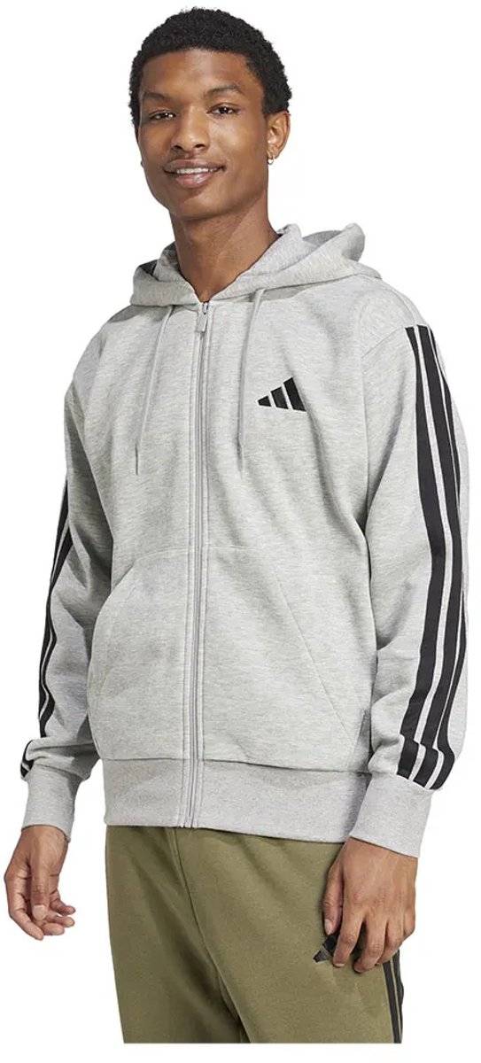 Adidas Essentials 3 Stripes Fleece Sweatshirt Met Rits M Regular Man Zwart