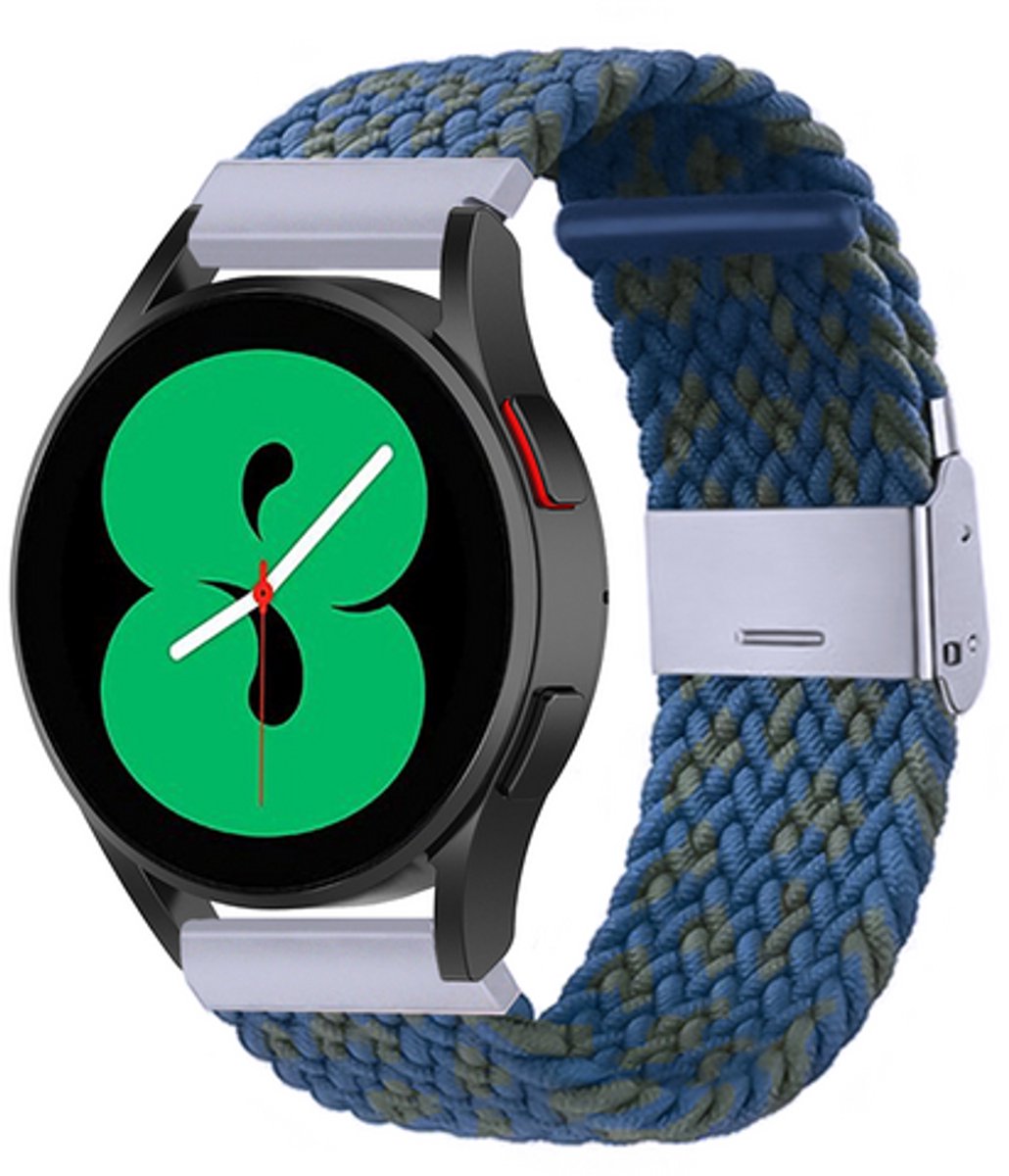 By Qubix - geschikt voor Huawei Watch 5 - 42mm - Braided nylon bandje - Blauw / groen gemêleerd