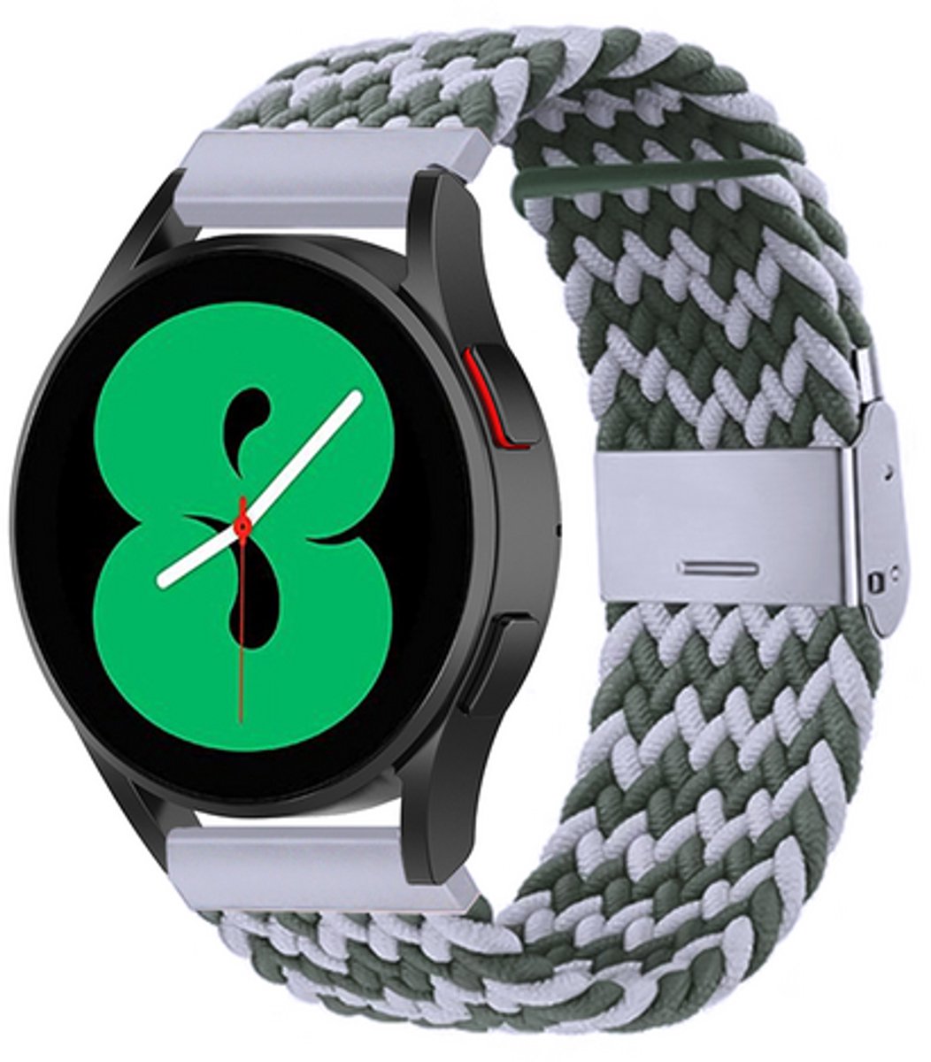By Qubix - geschikt voor Huawei Watch 5 - 42mm - Braided nylon bandje - Groen / grijs