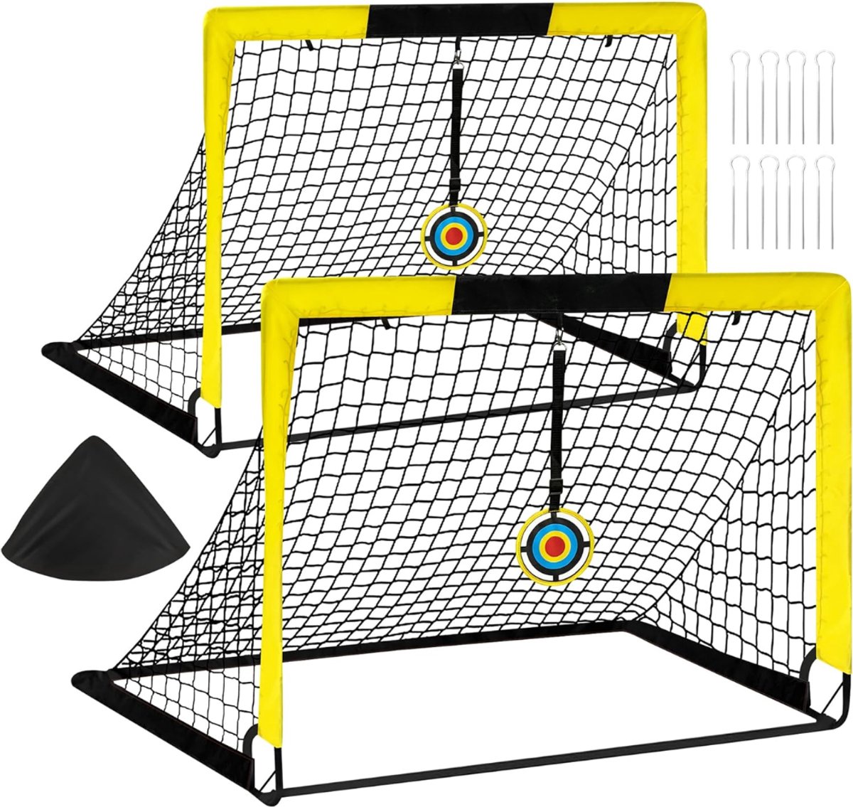 MMM® Voetbaldoeltjes Set Van 2' - Voetbal - Voetbalgoal - Geel - 90cm x 120cm x 90cm