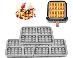 3 stuks wafelinzetstukken - geschikt voor Philips Airfryer 2000 Series NA229/00 - 24*18*4cm - grijs