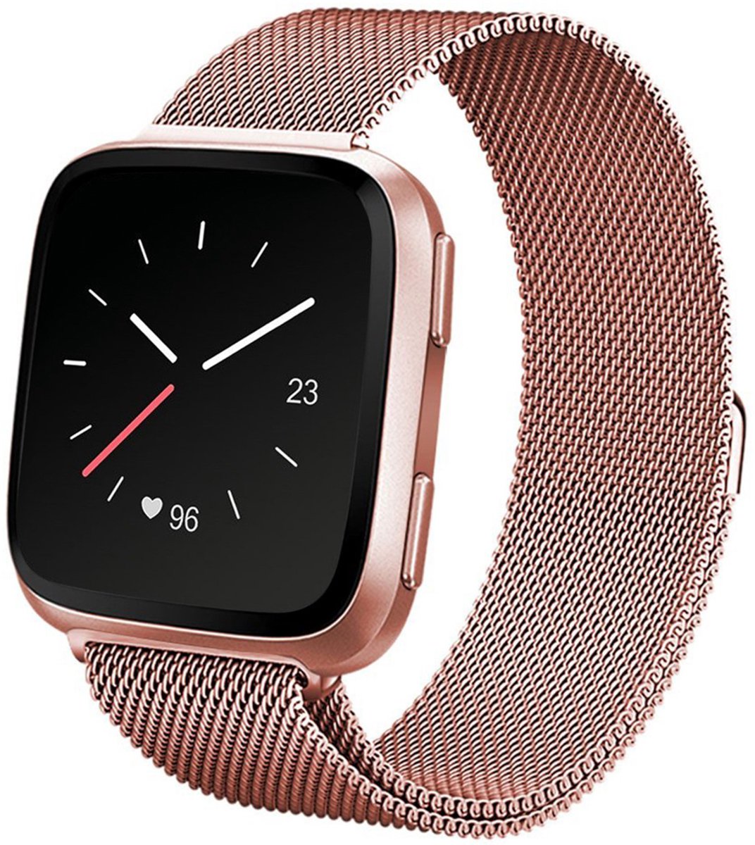 Milanees Watch bandje - Geschikt voor Fitbit Versa 2/ Versa Lite - Rosé goud