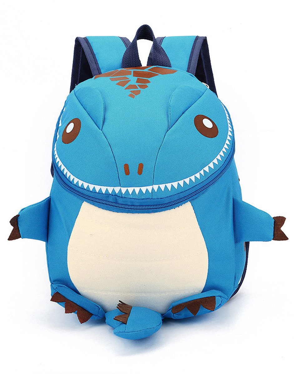 KIMU® Rugtas Dino Blauw - Kleine Rugzak Dinosaurus Monster Tas Draak T-Rex - Rugtasje Veilige Schooltas Kinderen Kindertas Kinder Gymtas Kind Klein Festival