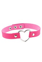 KIMU® Choker Roze Hartje - Pu Leer Collar Ketting Hart Halsband Sexy Halloween