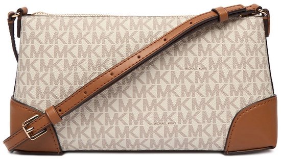 Michael Kors Petit Sac Crossbody / Sac à Bandoulière Femme - Murphy - Imprimé Logo - Vanilla/AcDonker Groenn