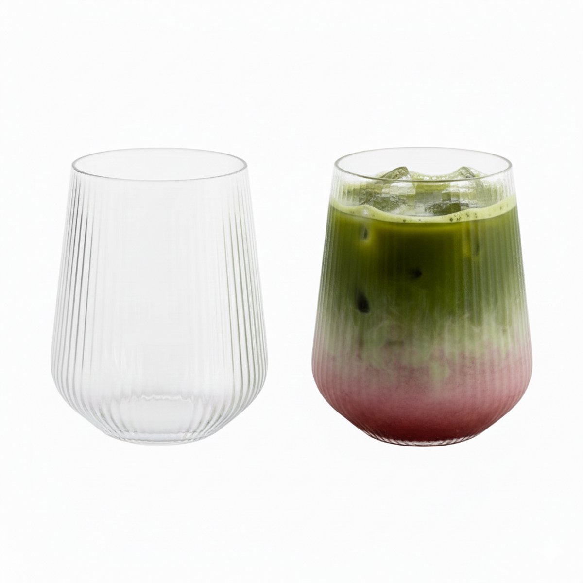 Vamora Mileo - Drinkglazen - Waterglazen - Limonadeglazen - drinkglas - geribbelde glazen - Transparant glas - Glazenset 4 stuks - 430ml