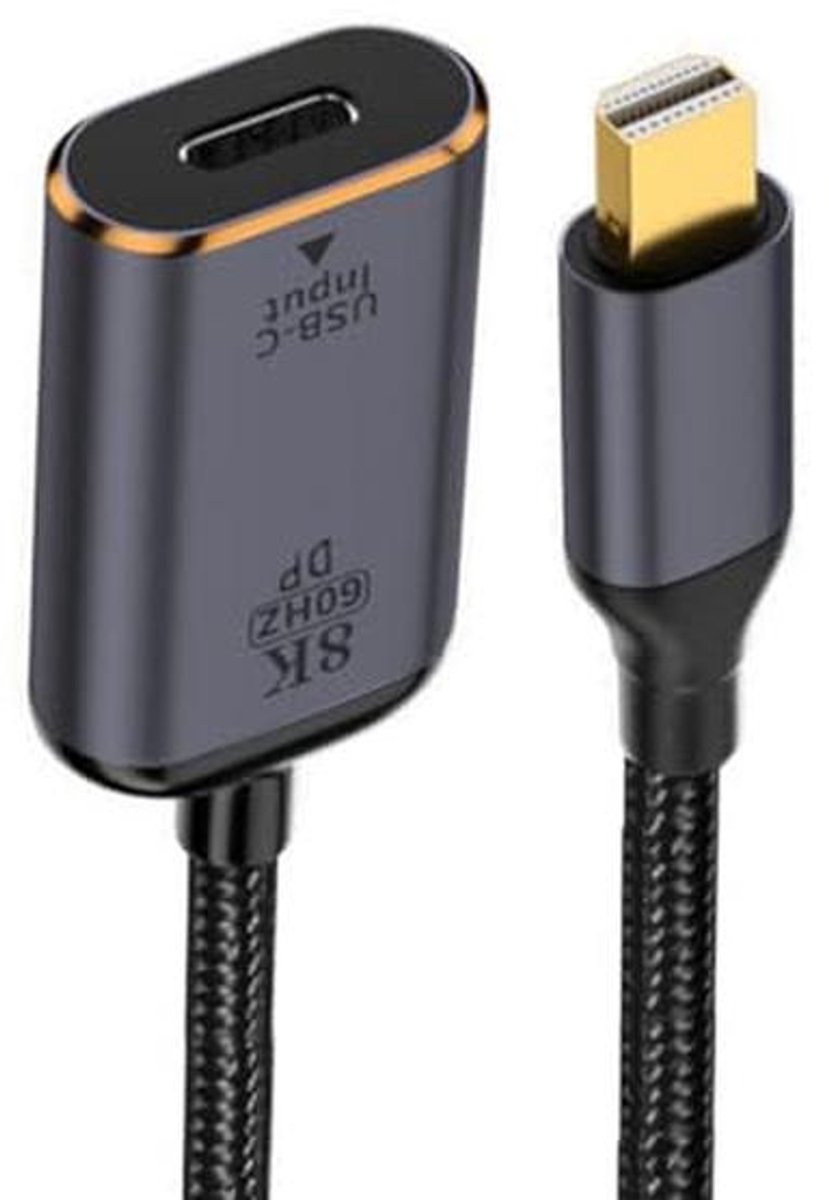 USB-C naar Mini Displayport Kabel 8K @60Hz en 4K @120Hz voor Tablet, Telefoon en Laptop