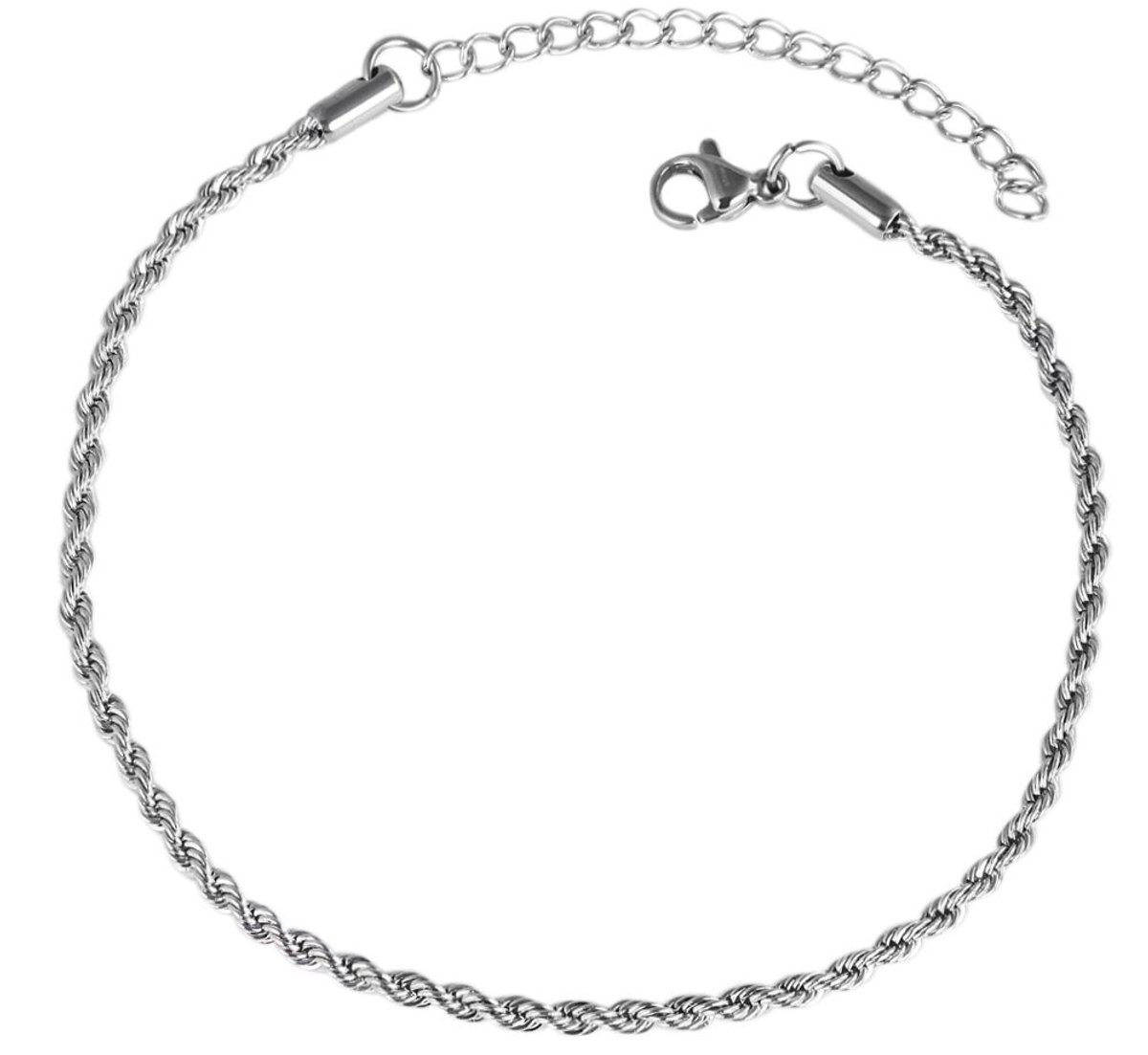 AKZENT Akzent dames voetsieraden Kordula enkelbandje van roestvrij staal, zilverkleurig, 19/21/23 cm