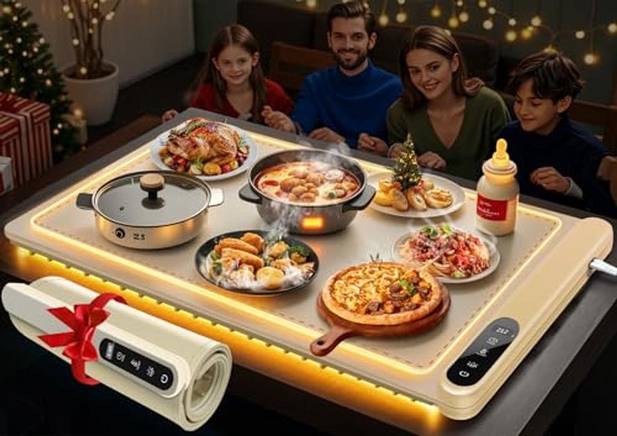 Elektrische Warmhoudplaat met Instelbare Temperatuur 50-100 °C en Timer voor Buffet
