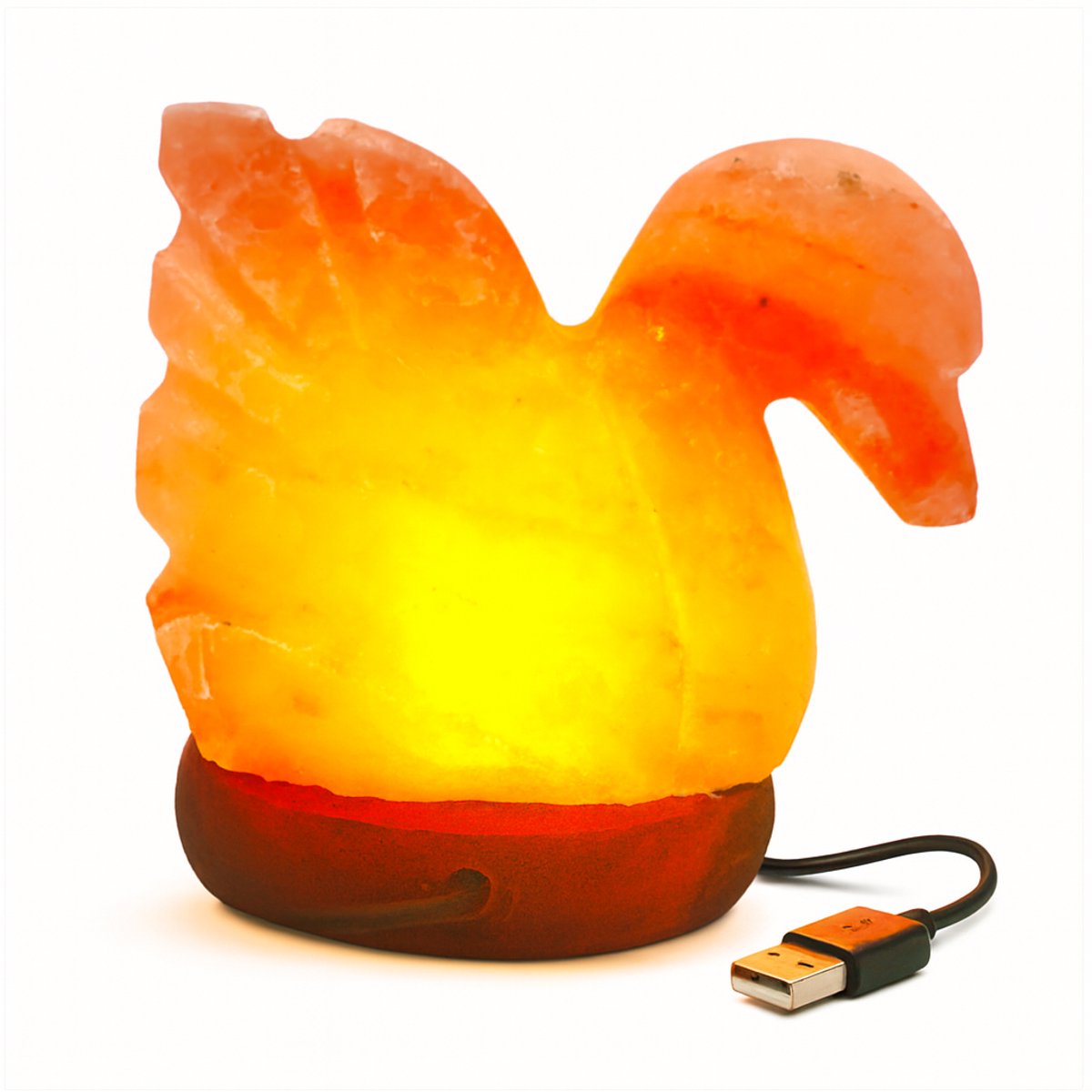 Zoutlamp – Himalayazout USB LED – Eend Lamp – Tafellamp / Nachtlampje – 10 x 10 x 8 cm – 0,5 kg