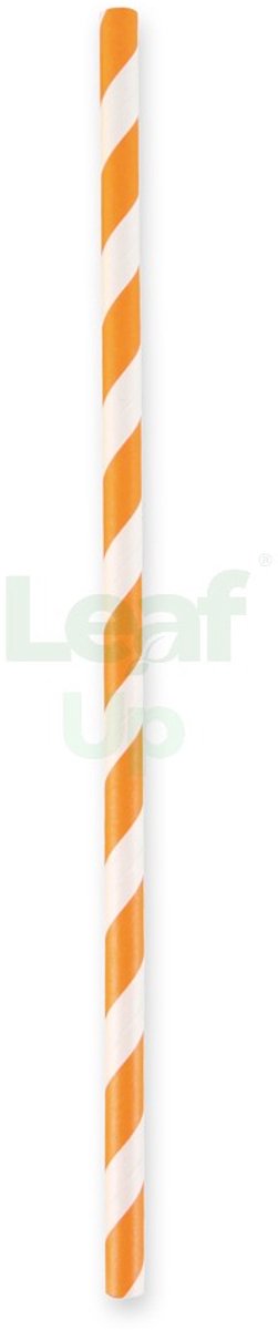 LeafUp® Papieren Rietjes – Oranje/Wit Gestreept – 100 Stuks – 19,5 cm