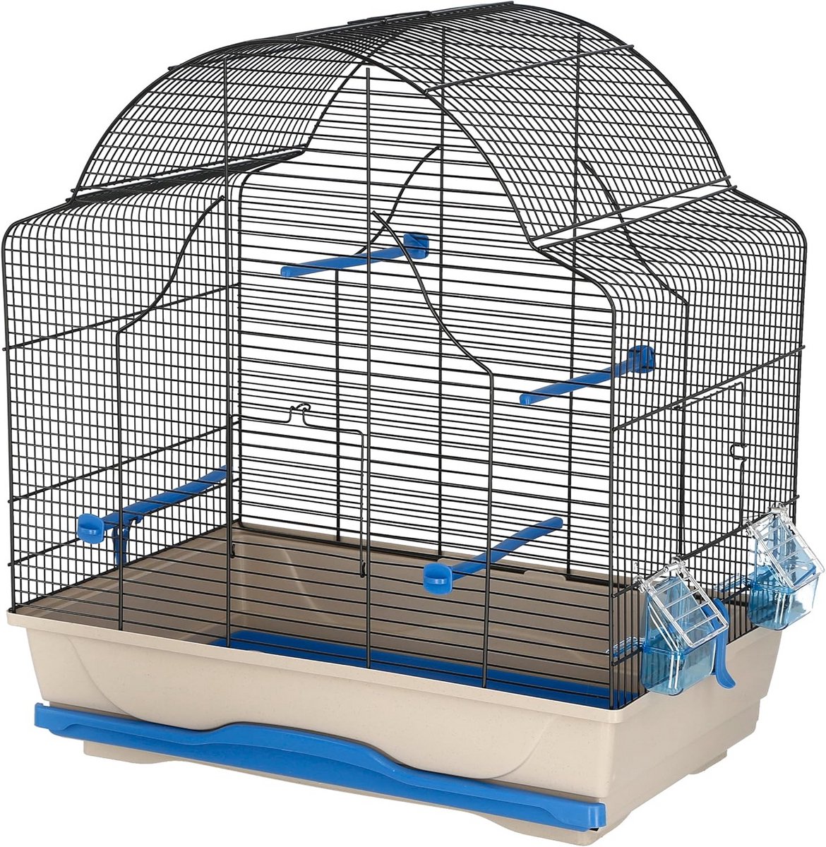 Blauwe/Grijze Vogelkooi 56 x 36,5 x 62 cm met Zitstokken en Speelgoed