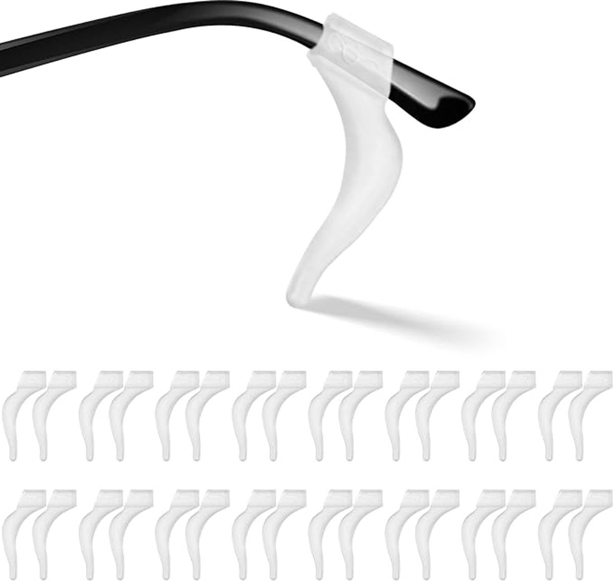16 paar siliconen brilhouders, brilpootbeschermers, antislip brilmonturen, briloorhaken, universele antislip zachte haken,Wit