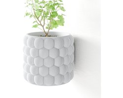 Fleuriek - Hangpot voor aan de muur - Witte Hangende bloempot voor plantenwand - Decoratieve wandpot binnen - Decoratieve wandpot binnen, plantenpot - D12 cm - Wit