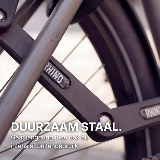 Rhino Security ART2 Vouwslot - 95 cm Gehard Stalen Fietsslot inclusief luxe Houder - Exclusive Line - ART2 Gekeurd Slot voor E-bike en Fatbike van Rhino Security — afbeelding 4